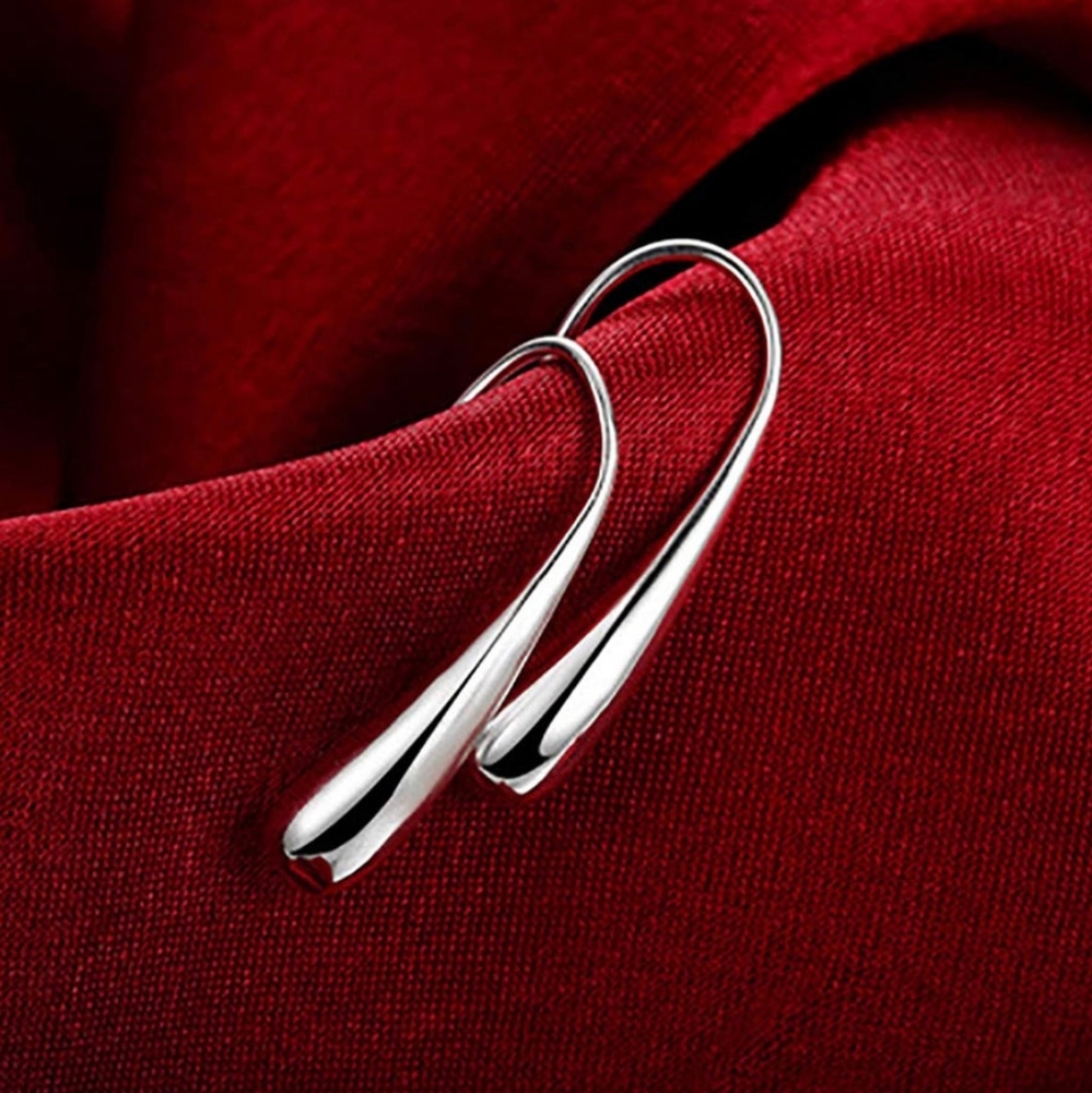 New White Gold Plated Teardrop / Raindrop Earrings